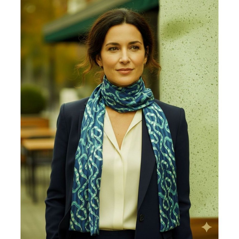 Talbots 100% Silk Oblong Scarf – NWT – Nautical Rope PrintSize: 66" x 4"